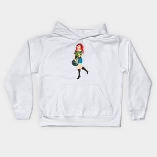 Girl playing the guitar Kids Hoodie